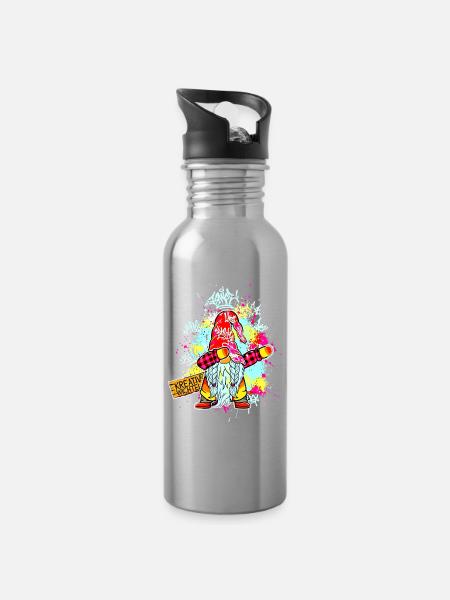 KREATIV WICHTEL Dab Graffiti Künstler XMas - Trinkflasche mit integriertem Trinkhalm - Lightsilver