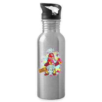 CHEF WICHTEL Dab Graffiti Männlich Xmas - Trinkflasche mit integriertem Trinkhalm - Lightsilver - Rechts