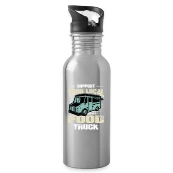 Food Truck Street Food Trucker Imbisswagen - Water bottle with straw - silver - Right