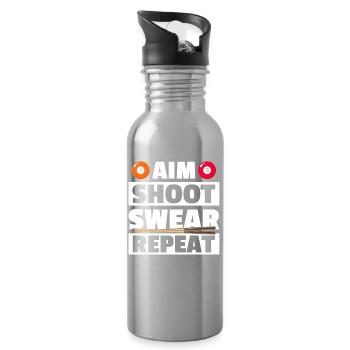 Aim shoot swear lustiges Billard Billardspieler - Trinkflasche mit integriertem Trinkhalm - Lightsilver - Rechts