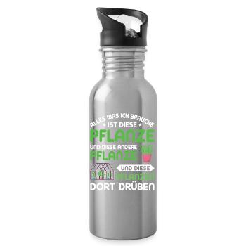 Horticulture Gardener Garden Gardening Sayings - Water bottle with straw - silver - Right