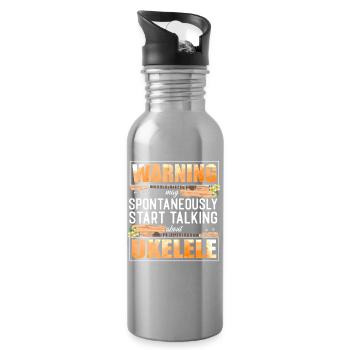 Hawaiian Ukulele Uke Warning May - Trinkflasche mit integriertem Trinkhalm - Lightsilver - Rechts
