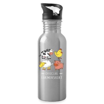 Official Farmershirt Niedliche Nutztiere Bauer - Trinkflasche mit integriertem Trinkhalm - Lightsilver - Rechts