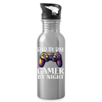 Father's Day Gamer Night - Water bottle with straw - silver - Right