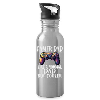 Gamer Dad Cooler Controller Spruch - Trinkflasche mit integriertem Trinkhalm - Lightsilver - Rechts