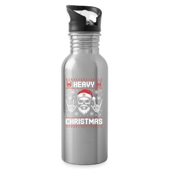 Heavy Christmas Totenkopf Weihnachtsmann Metal - Trinkflasche mit integriertem Trinkhalm - Lightsilver - Rechts