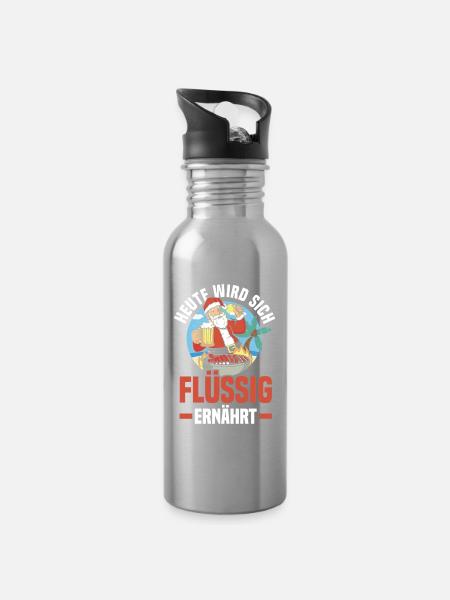 Bogenschütze Bogensport Bogenschießen - Trinkflasche mit integriertem Trinkhalm - Lightsilver