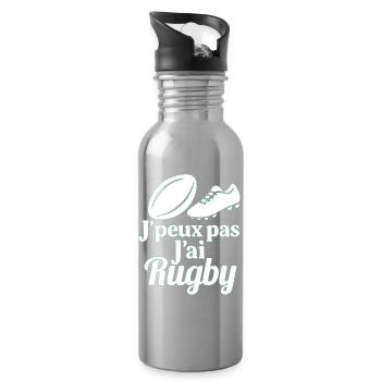 J'peux pas j'ai Rugby - Gourde avec paille intégrée - argent clair - Droite