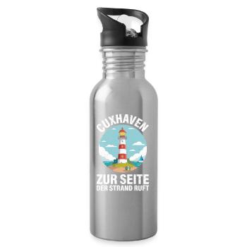 Cuxhavener TO THE PAGE THE BEACH IS CALLING Funny - Water bottle with straw - silver - Right