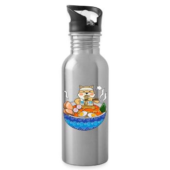 Kawaii Anime Shiba Inu Ramen Nouilles japonais G - Gourde avec paille intégrée - argent clair - Droite