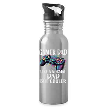 Gamer Dad Cooler Controller Splash - Trinkflasche mit integriertem Trinkhalm - Lightsilver - Rechts