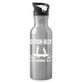 O-Fish-ally Retired Fishermen - Water bottle with straw - silver - Right