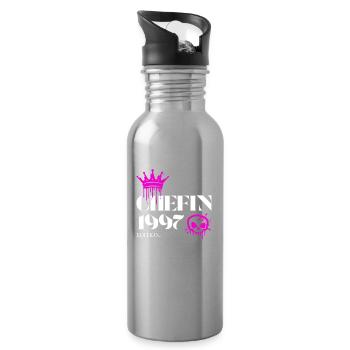 Chefin Edition 1997 Powerfrau 28 Jahre - Trinkflasche mit integriertem Trinkhalm - Lightsilver - Rechts