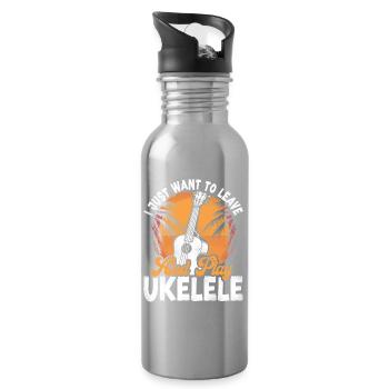 Hawaiian Ukulele Uke I Just Want - Trinkflasche mit integriertem Trinkhalm - Lightsilver - Rechts