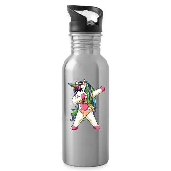 Einhorn-Bikini-Sommerurlaub am Strand tupfen – lustig - Trinkflasche mit integriertem Trinkhalm - Lightsilver - Rechts