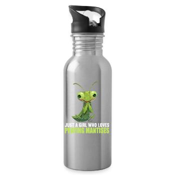 Gottesanbeterinnen Gottesanbeterin - Trinkflasche mit integriertem Trinkhalm - Lightsilver - Rechts