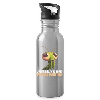 Gottesanbeterinnen Gottesanbeterin - Trinkflasche mit integriertem Trinkhalm - Lightsilver - Rechts
