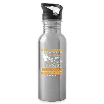 Saxophone Smart People Instrument Pride - Water bottle with straw - silver - Right