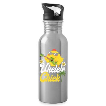 Hawaiian Ukulele Uke Chicken Girl - Trinkflasche mit integriertem Trinkhalm - Lightsilver - Rechts
