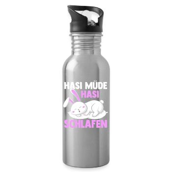 Shlafshirt Bunny Bunny Tired Bunny Sleeping - Water bottle with straw - silver - Right