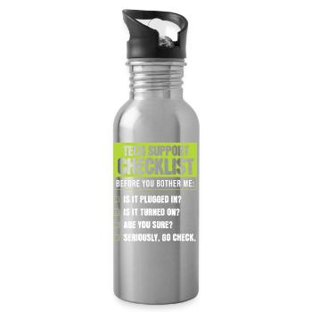 Liste d’humour du support technique pour les problèmes du quotidien - Gourde avec paille intégrée - argent clair - Droite