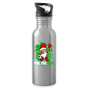 Goal Goal Dab Football Santa Gnome Christmas - Water bottle with straw - silver - Right