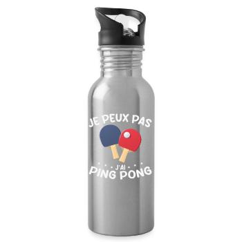 Je Peux Pas J'ai Ping Pong - Gourde avec paille intégrée - argent clair - Droite
