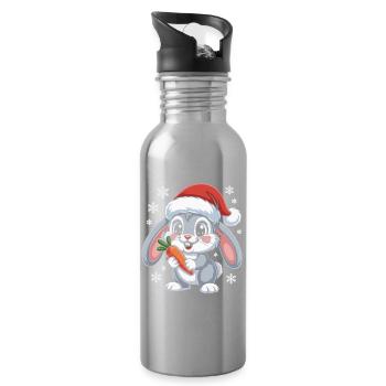Lapin d’hiver avec carotte - Gourde avec paille intégrée - argent clair - Droite