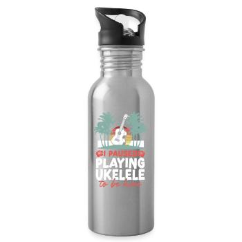 Hawaiian Ukulele Uke I Paused - Trinkflasche mit integriertem Trinkhalm - Lightsilver - Rechts