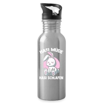 Shlafshirt Bunny Bunny Tired Bunny Sleeping - Water bottle with straw - silver - Right