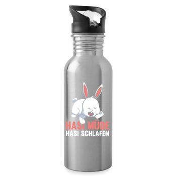 Shlafshirt Bunny Bunny Tired Bunny Sleeping - Water bottle with straw - silver - Right