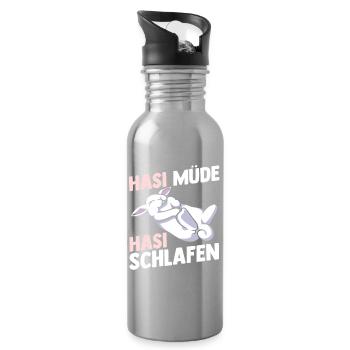 Shlafshirt Bunny Bunny Tired Bunny Sleeping - Water bottle with straw - silver - Right
