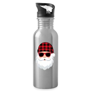Humour Noël Homme Père Noel - Gourde avec paille intégrée - argent clair - Droite