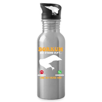 BORKUM LA PLAGE APPELLE ET JE DOIS Y ALLER Drôle - Gourde avec paille intégrée - argent clair - Droite