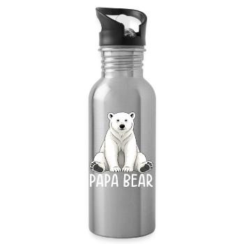 Papa Bear - Water bottle with straw - silver - Right