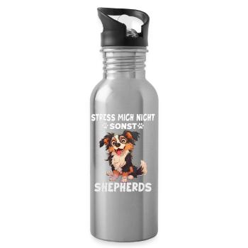 Cadeau de propriétaire de chien Australian Shepherd T - Gourde avec paille intégrée - argent clair - Droite