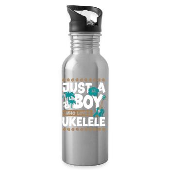Hawaiian Ukulele Uke Boy Just A - Trinkflasche mit integriertem Trinkhalm - Lightsilver - Rechts