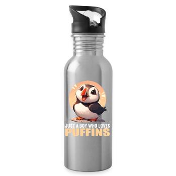 Puffin Papageientaucher - Trinkflasche mit integriertem Trinkhalm - Lightsilver - Rechts