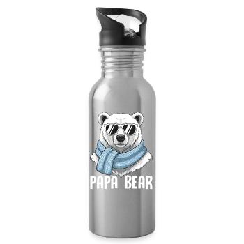 Papa Bear - Water bottle with straw - silver - Right