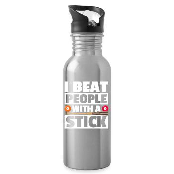 I beat people funny billiards billiard player - Water bottle with straw - silver - Right