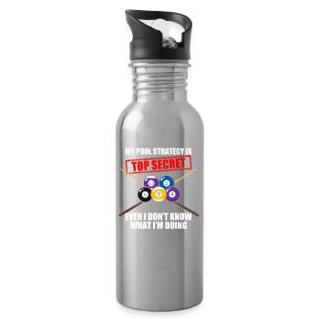 My pool strategy lustiges Billard Billardspieler - Trinkflasche mit integriertem Trinkhalm - Lightsilver - Rechts