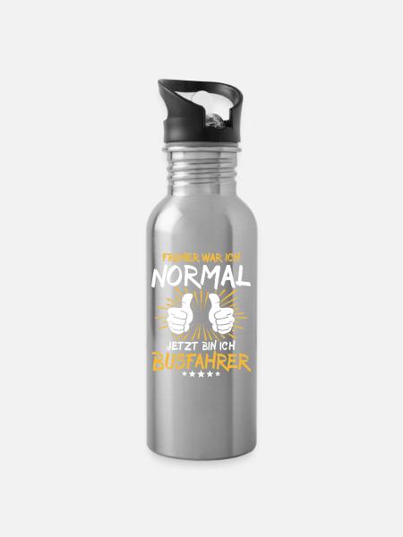 Busfahrer Spruch - Trinkflasche mit integriertem Trinkhalm - Lightsilver