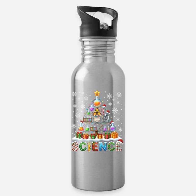 Wissenschafts Weihnachtsbaum Labor Geräte Geschenk - Trinkflasche mit integriertem Trinkhalm - Lightsilver