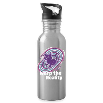 Purple Cat Portal Swirl - Water bottle with straw - silver - Right