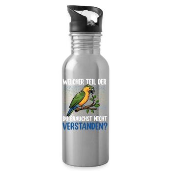 Understanding colorful parrot? - Water bottle with straw - silver - Right