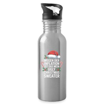 Inflation Joke Ugly Christmas Sweater - Water bottle with straw - silver - Right