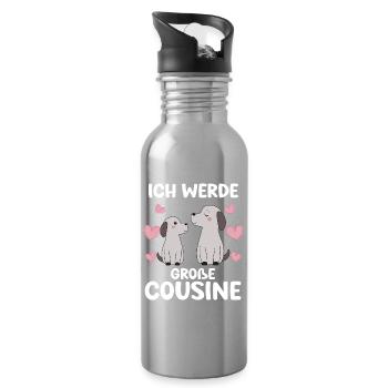 Große Cousine verkünden Hunde Welpen Ich werde - Trinkflasche mit integriertem Trinkhalm - Lightsilver - Rechts