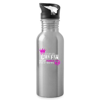 Chefin Spruch Probleme Lösen - Trinkflasche mit integriertem Trinkhalm - Lightsilver - Rechts