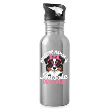 The best Australian dog mom in the world - Water bottle with straw - silver - Right