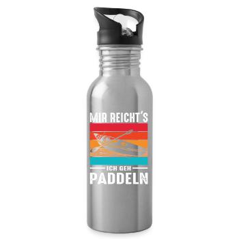 Kayaker Gifts Kayak Water Sports Outfits - Water bottle with straw - silver - Right